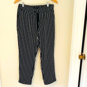 Tommy Hilfiger Wide Leg Relaxed Navy Pinstripe Drawstring Pant Size Small